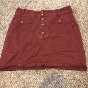 maroon Loft button down skirt